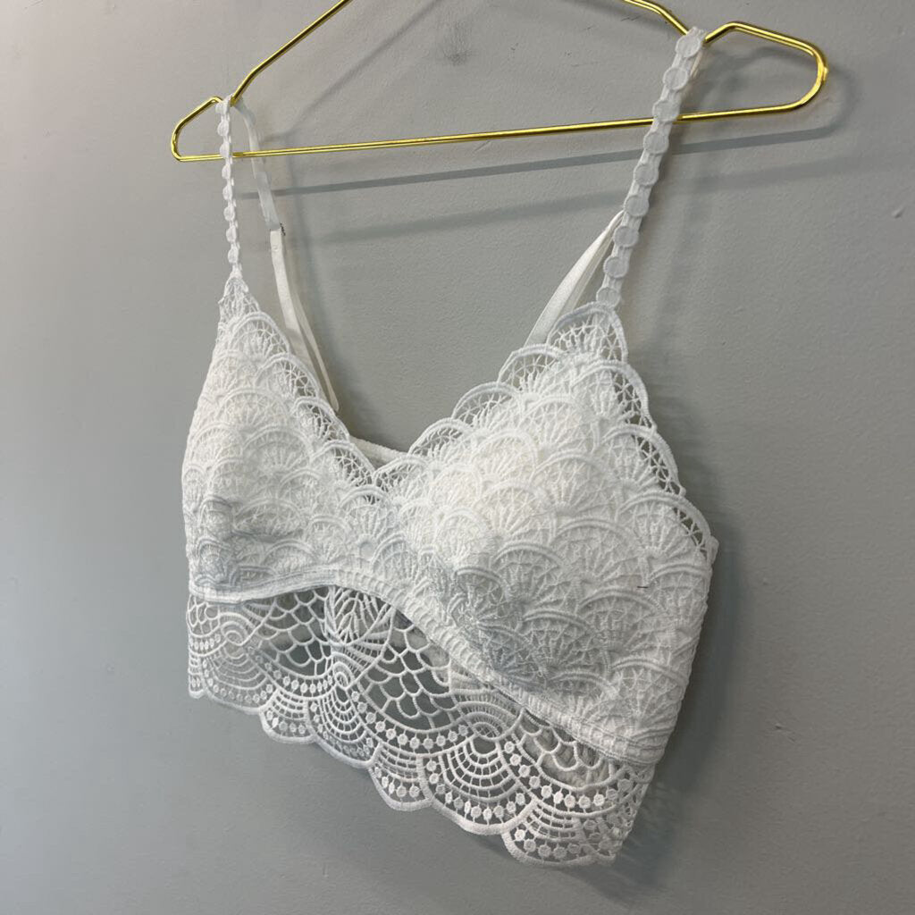 White Lace Padded Bralette Large