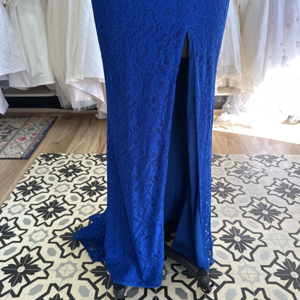 Faviana Royal Blue Lace 2 Piece Long Formal Dress 2