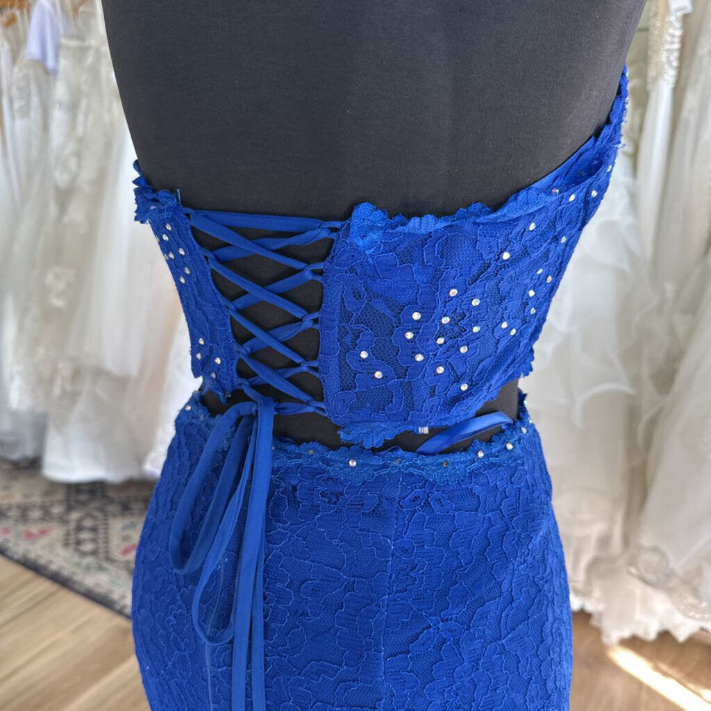 Faviana Royal Blue Lace 2 Piece Long Formal Dress 2