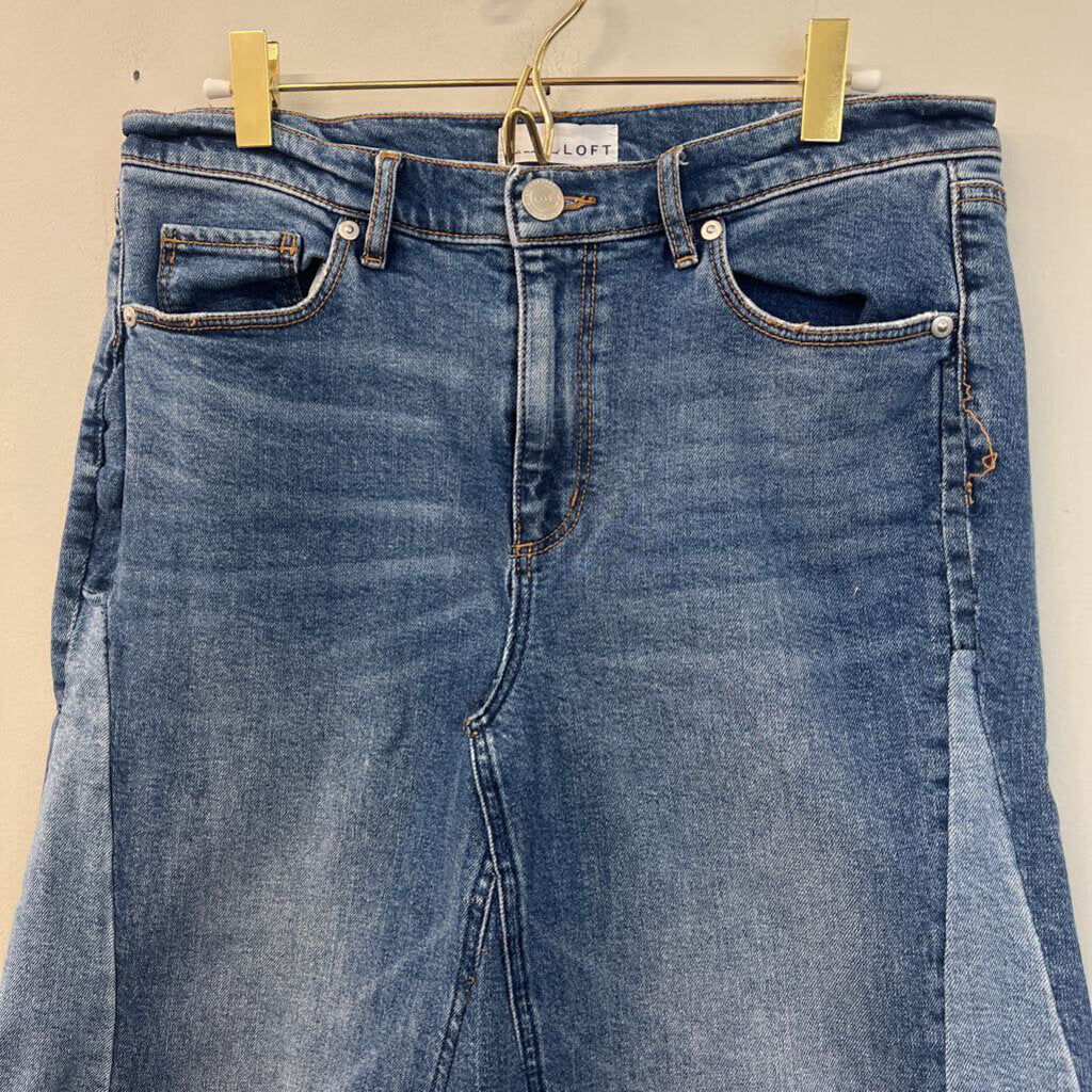 Loft Medium Wash Long Denim Skirt 28