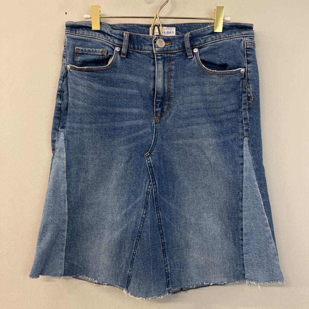 Loft Medium Wash Long Denim Skirt 28