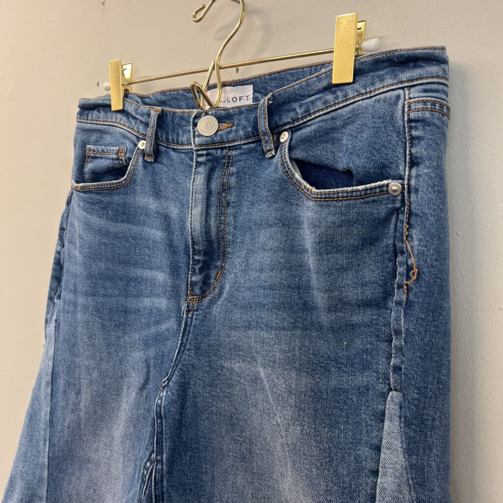 Loft Medium Wash Long Denim Skirt 28