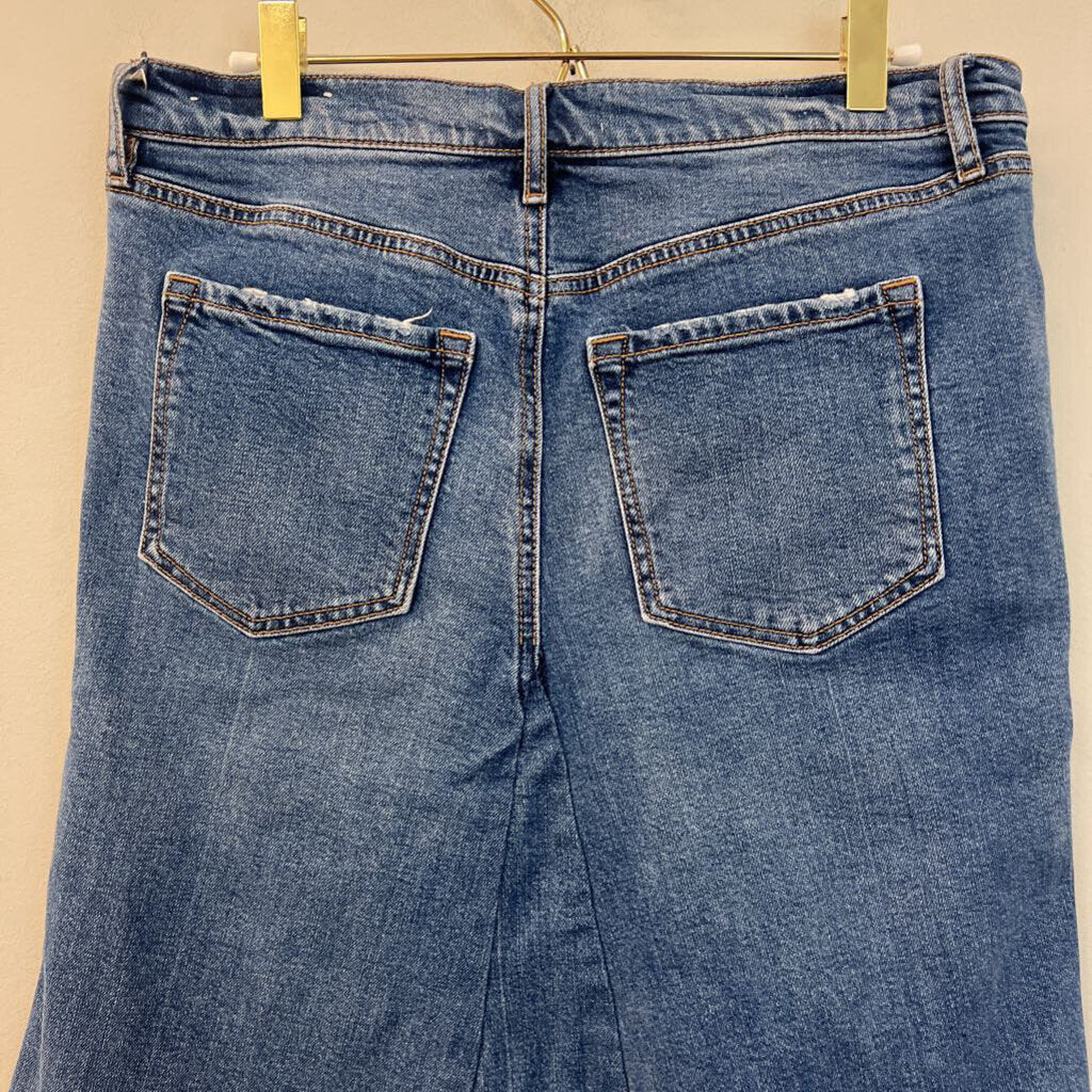 Loft Medium Wash Long Denim Skirt 28