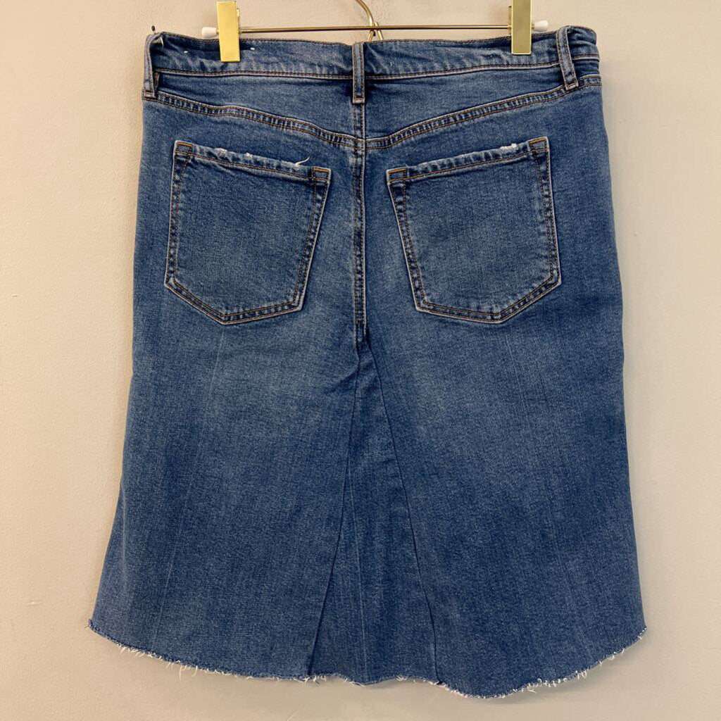 Loft Medium Wash Long Denim Skirt 28