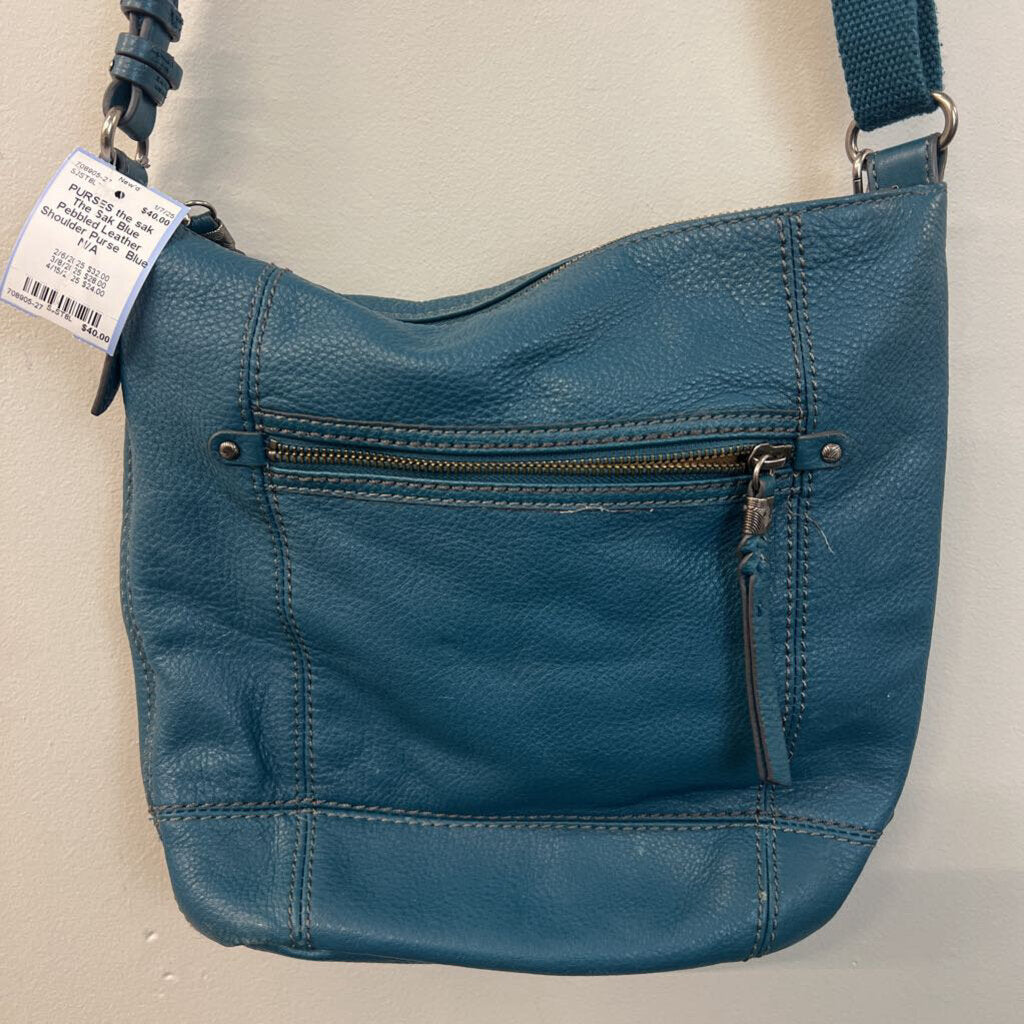 The Sak Blue Pebbled Leather Shoulder Purse