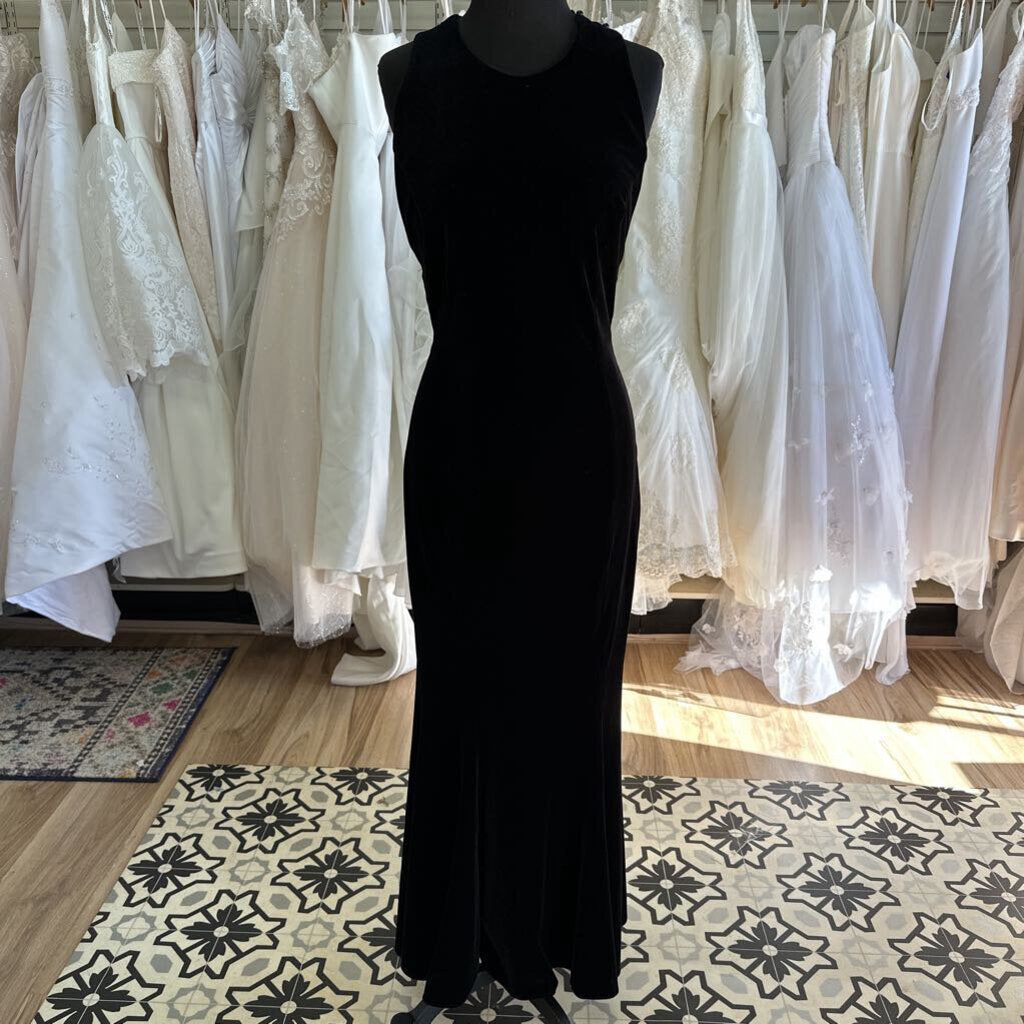 Vintage Jessica McClintock Black Velvet Long Formal 10