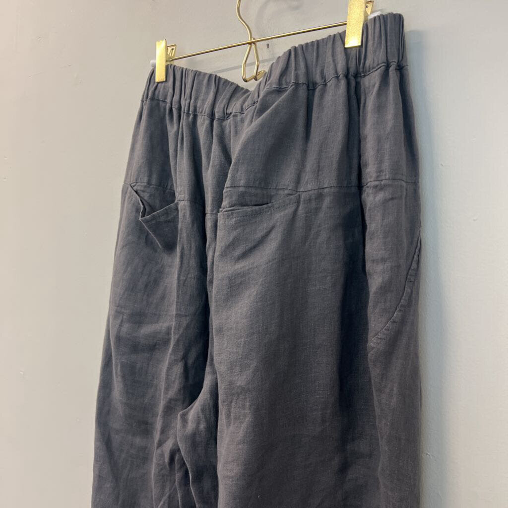 Yuvita Grey Linen Wide Leg Jogger Pants XXL