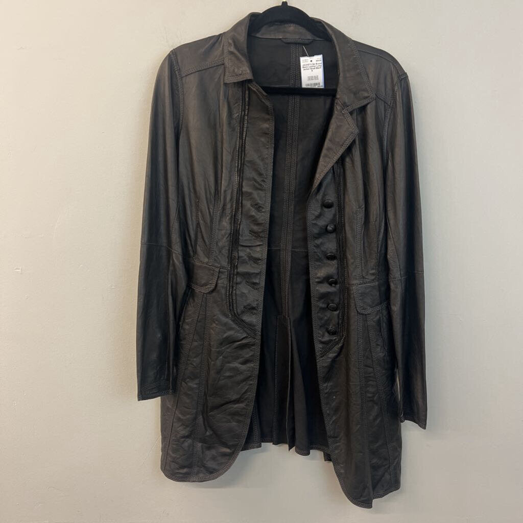 Black Leather Long Jacket Small