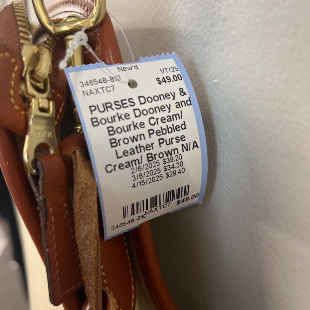 Dooney and Bourke Cream/ Brown Pebbled Leather Purse