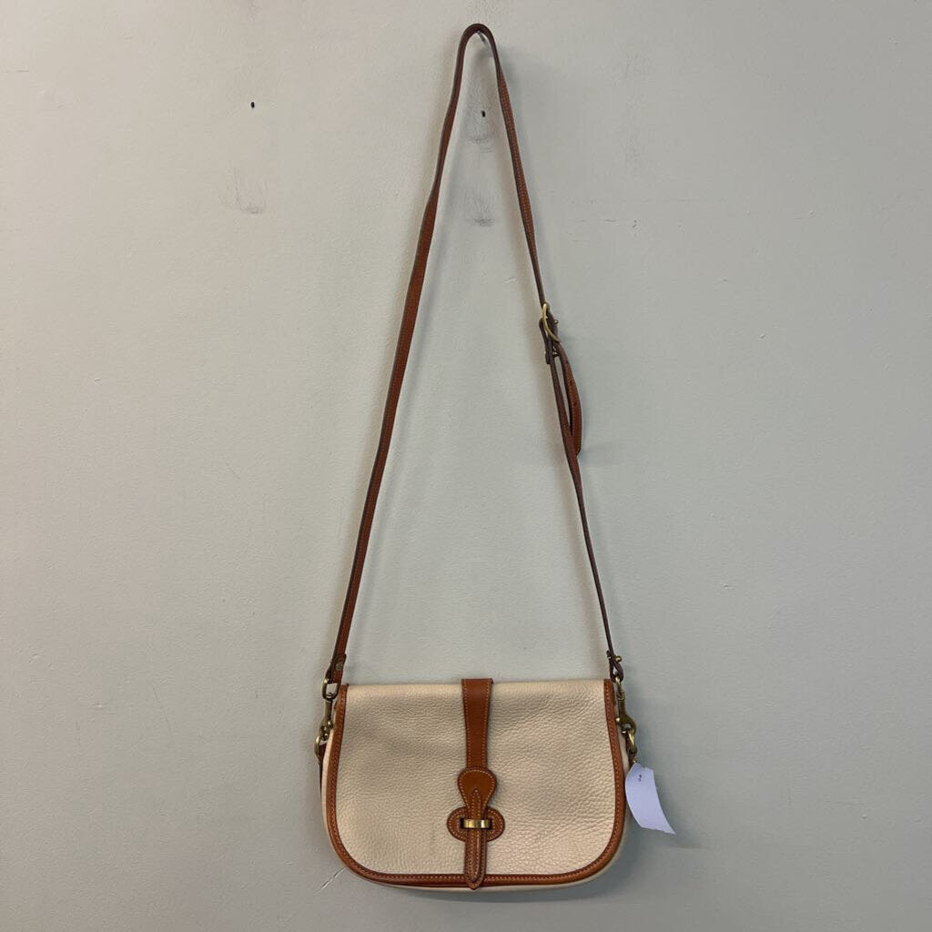 Dooney and Bourke Cream/ Brown Pebbled Leather Crossbody Purse