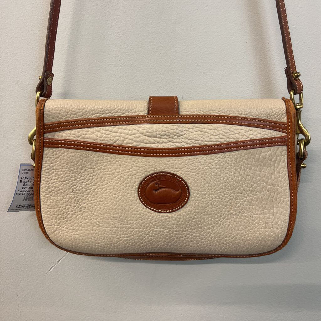 Dooney and Bourke Cream/ Brown Pebbled Leather Crossbody Purse