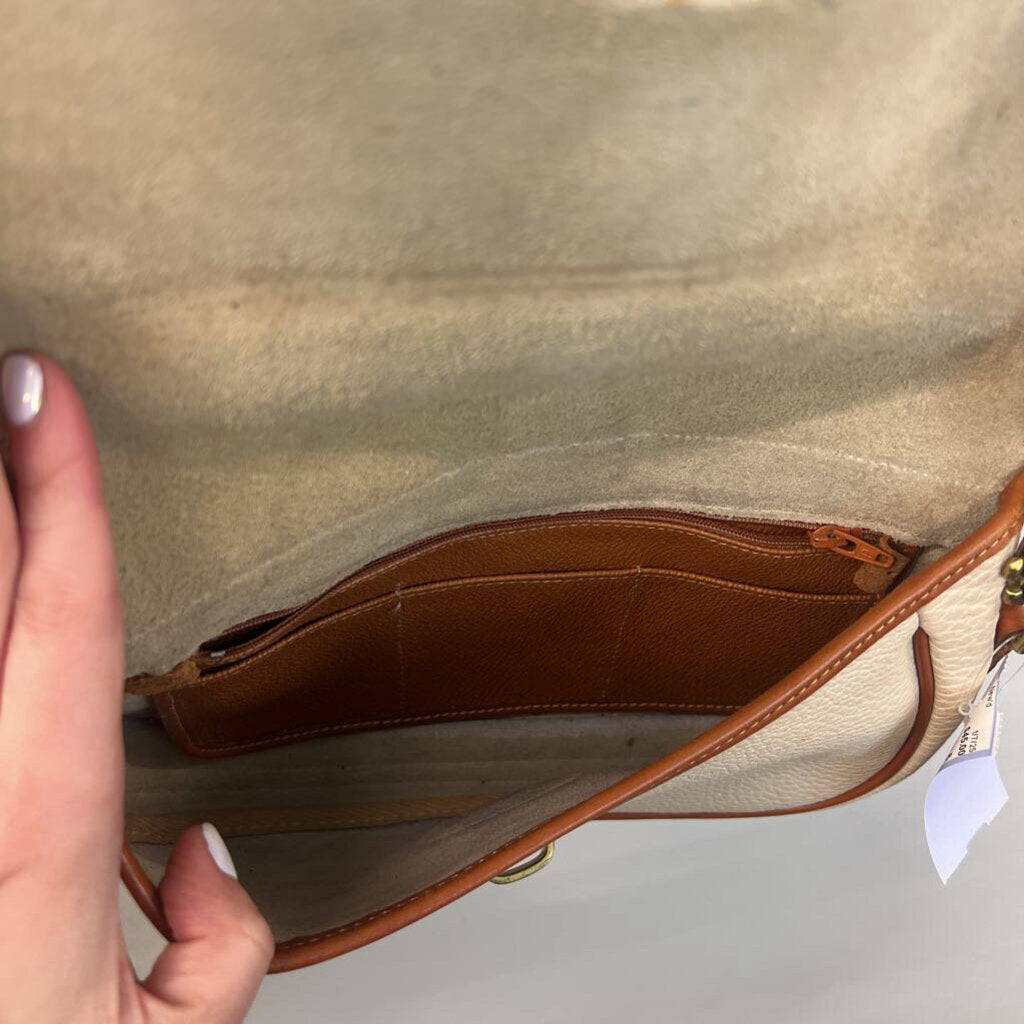 Dooney and Bourke Cream/ Brown Pebbled Leather Crossbody Purse