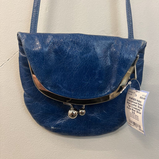 Hobo Blue Leather Snap Top Crossbody Purse