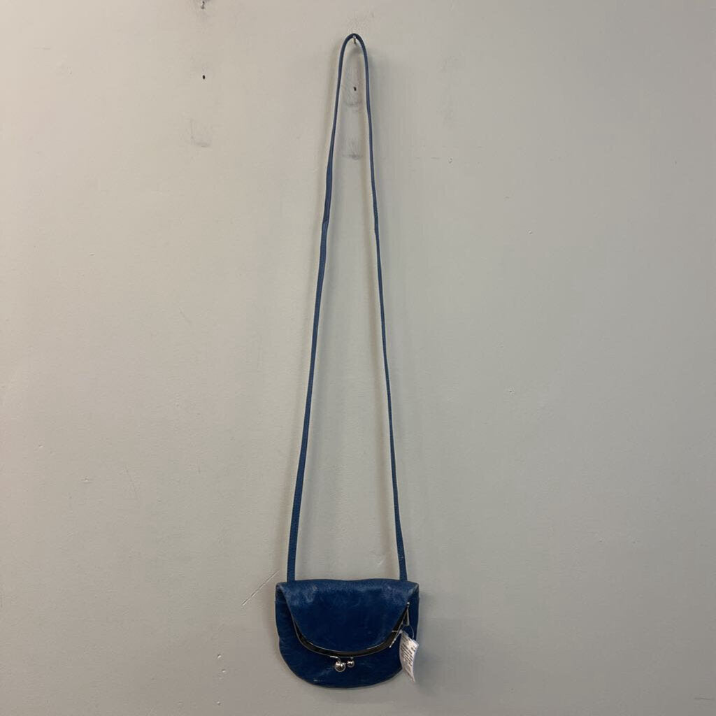 Hobo Blue Leather Snap Top Crossbody Purse