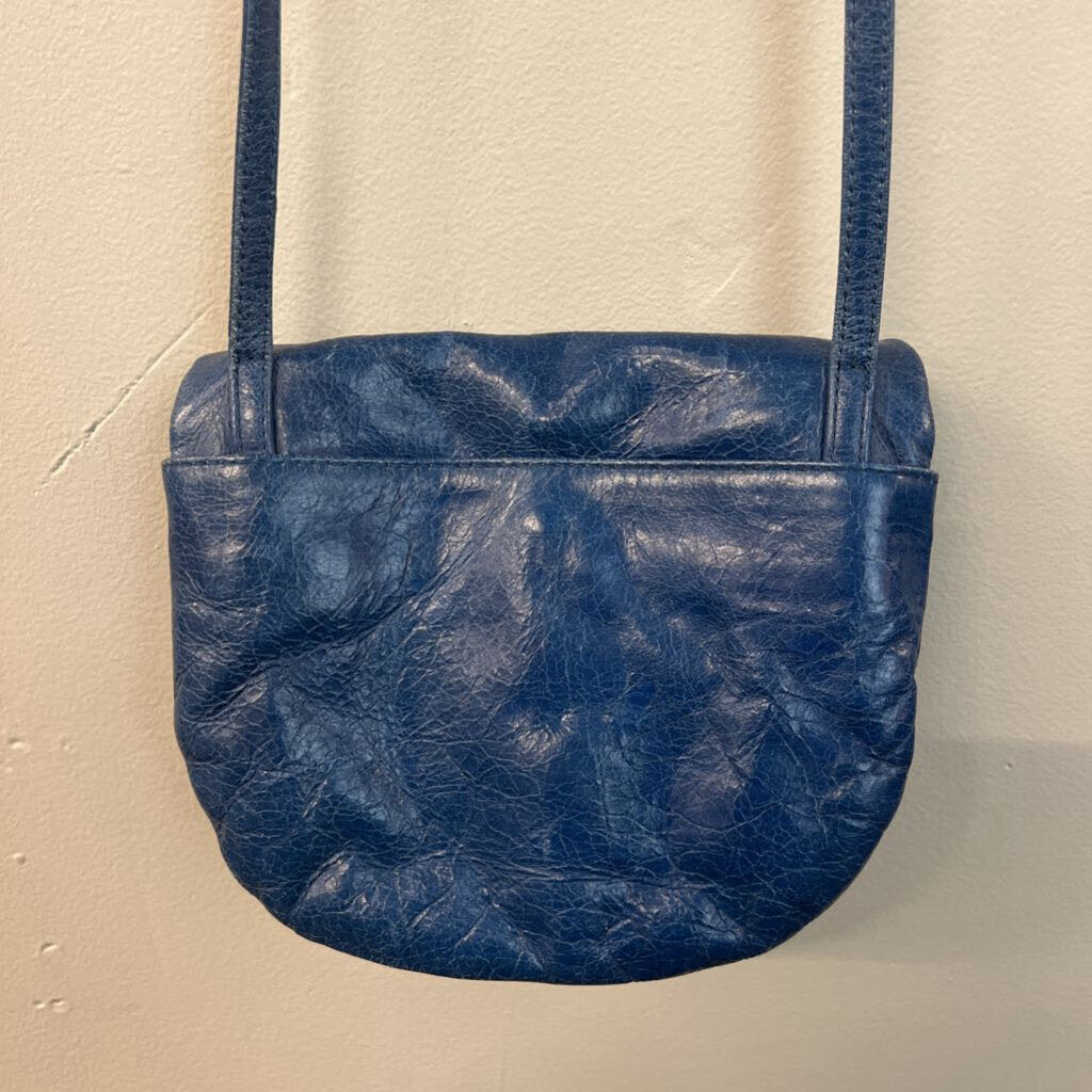 Hobo Blue Leather Snap Top Crossbody Purse