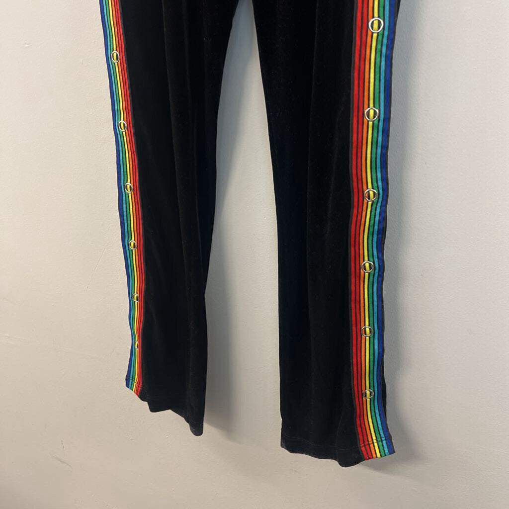 Alla Berman Black Velvet Rainbow Stripe Side Pants Small