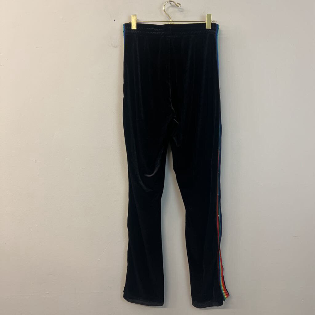 Alla Berman Black Velvet Rainbow Stripe Side Pants Small