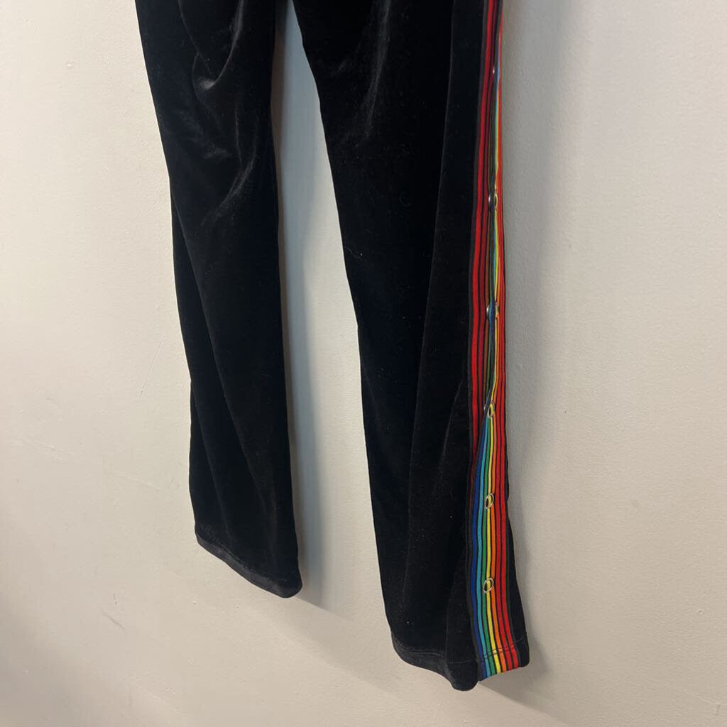 Alla Berman Black Velvet Rainbow Stripe Side Pants Small