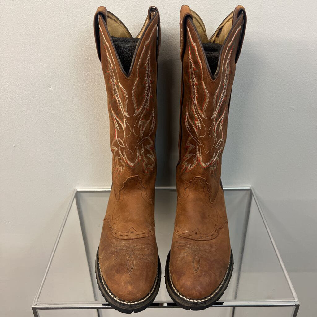 Tony Lama Brown Western Cowgirl Boots 7.5