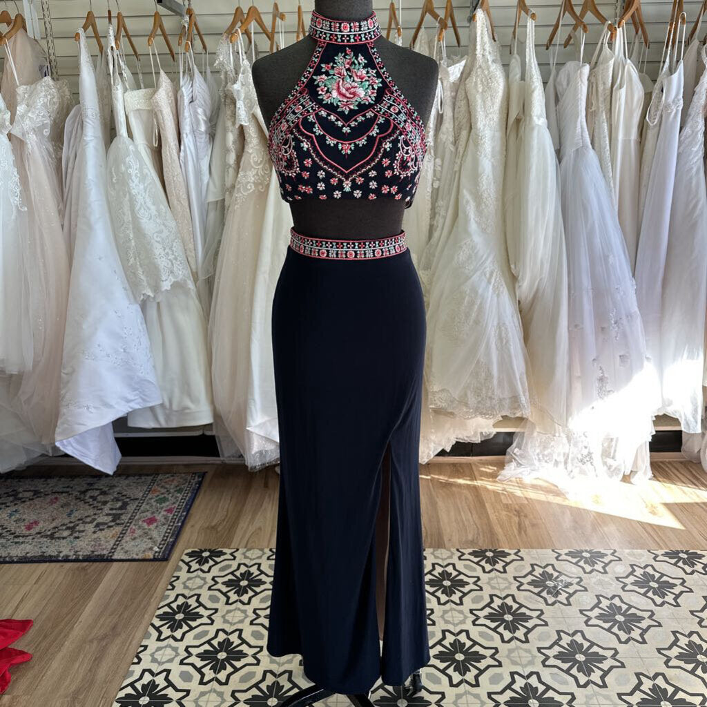 Embroidered Two Piece Long Formal 1