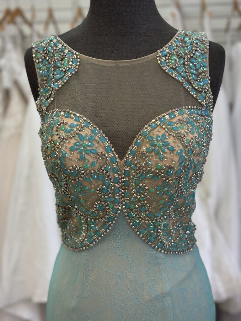 Tiffany Beaded Top Lace Mermaid Dress 6