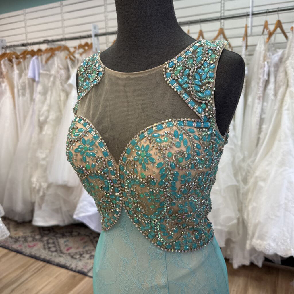 Tiffany Beaded Top Lace Mermaid Dress 6