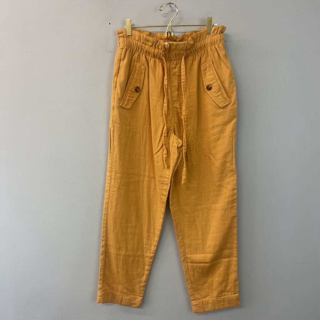 Loft Yellow High Rise Straight Paper Bag Pants Small