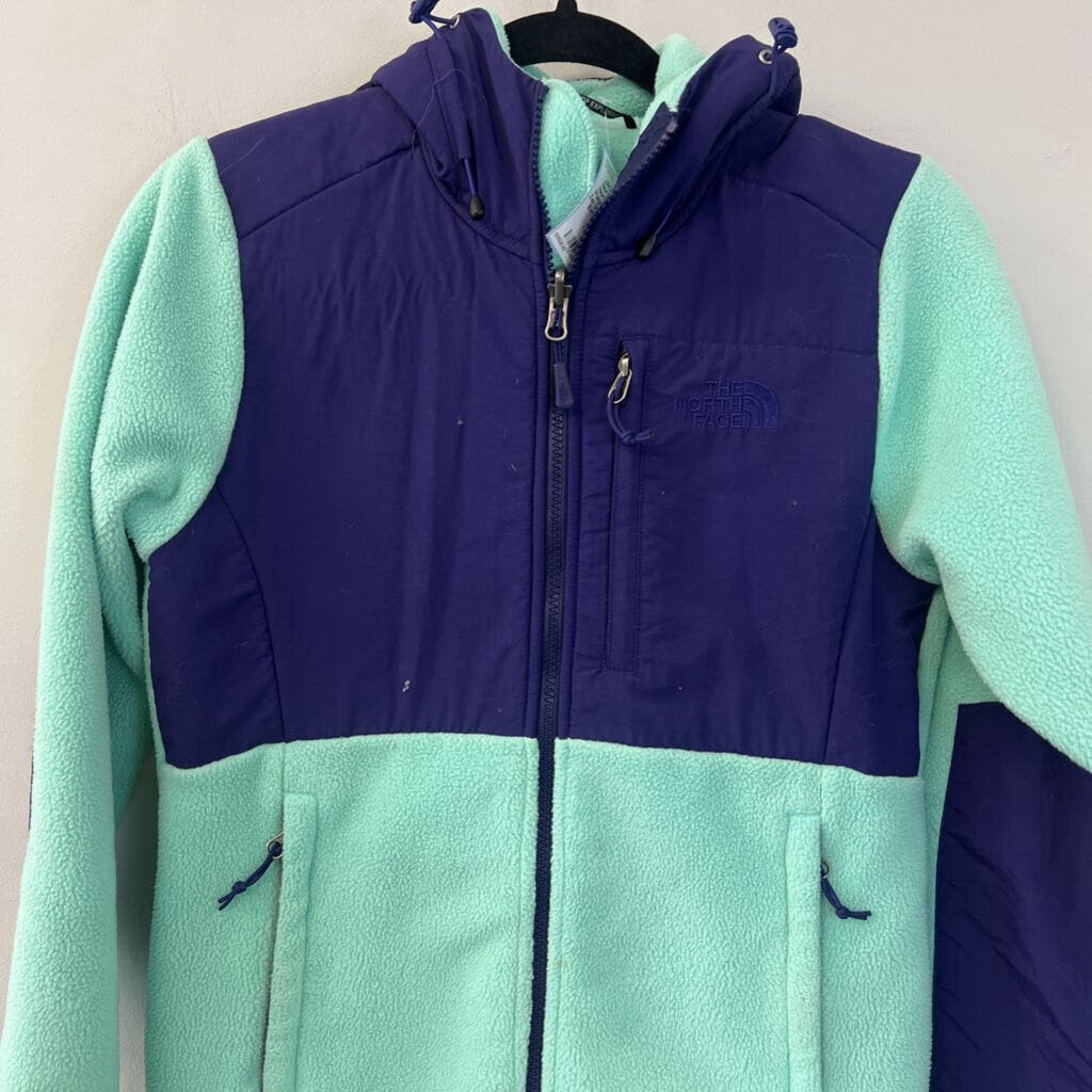 The North Face Blue/ Purple Color Block Zip Up Fleece Jacket Extra Small