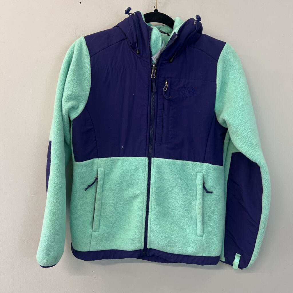 The North Face Blue/ Purple Color Block Zip Up Fleece Jacket Extra Small