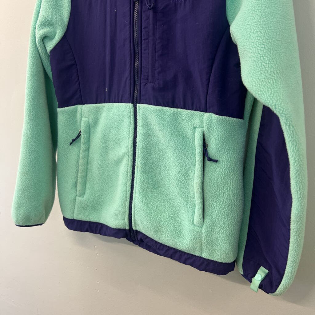 The North Face Blue/ Purple Color Block Zip Up Fleece Jacket Extra Small