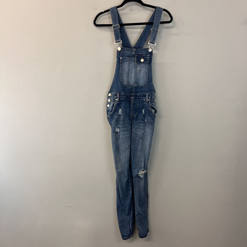 Indigo Rein Medium Wash Distressed Overalls 5