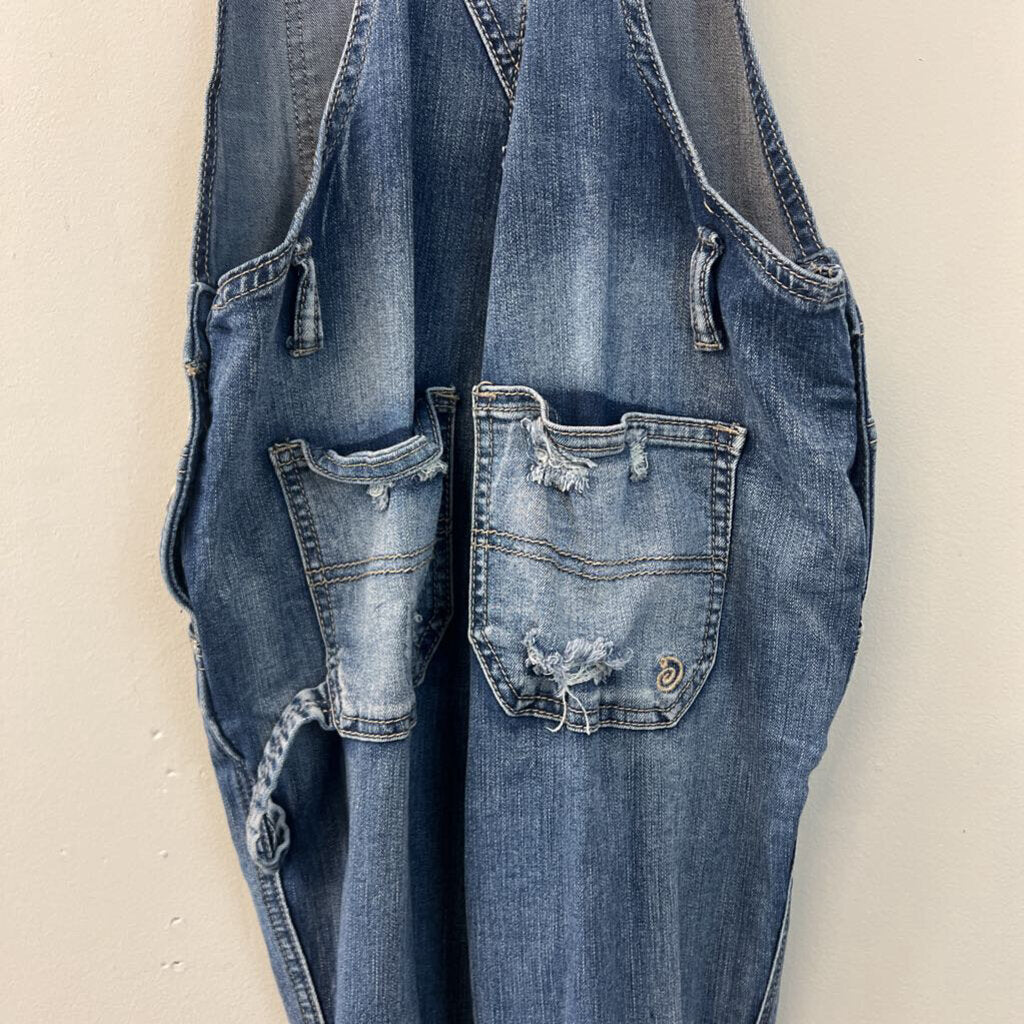 Indigo Rein Medium Wash Distressed Overalls 5