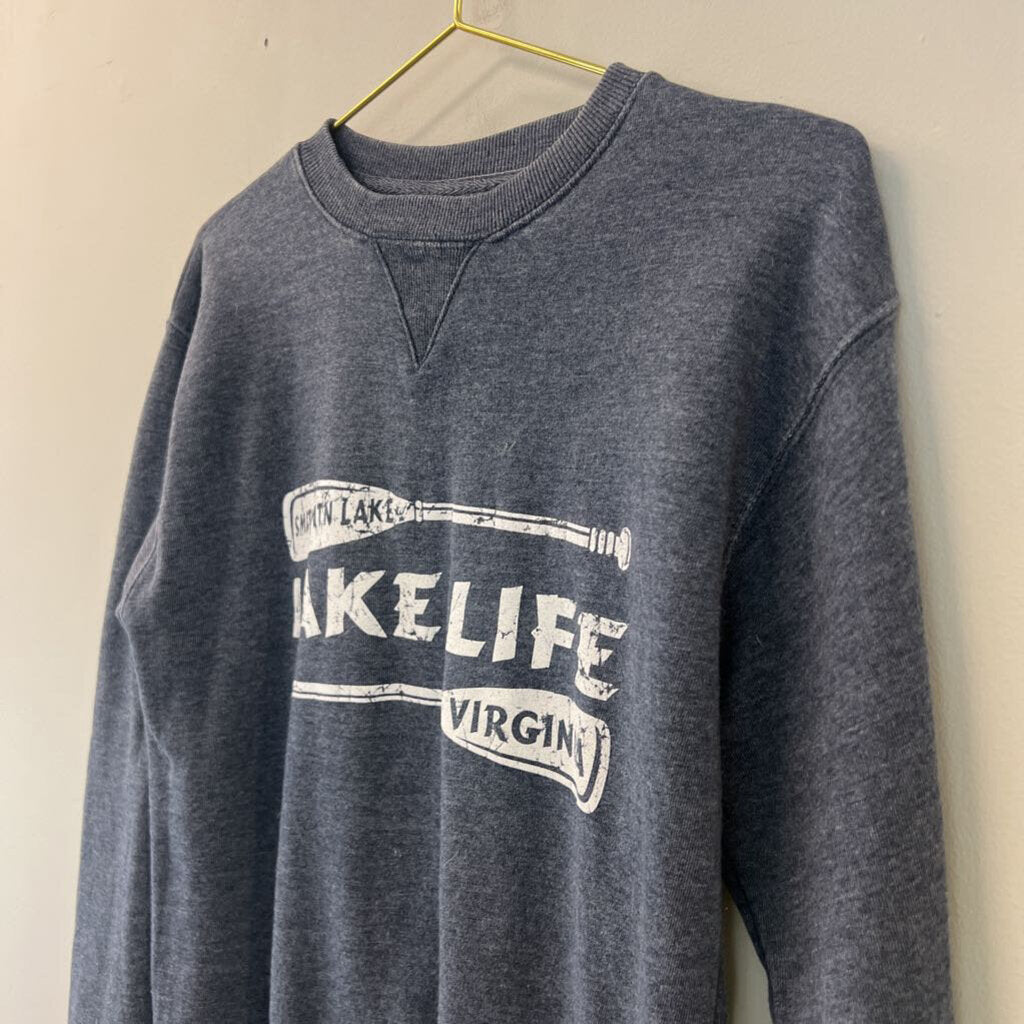 Vintage Wear Blue Lake Life Crewneck Pullover Medium