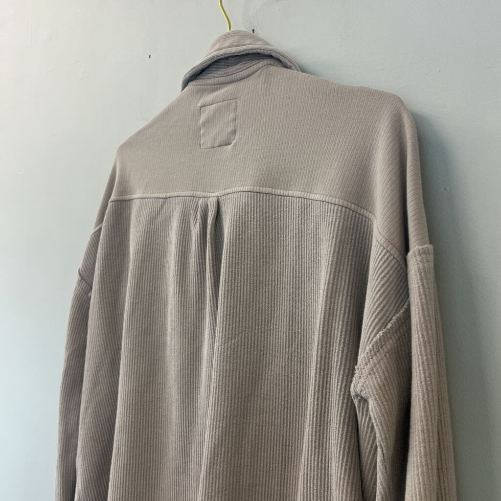 Altar'd State Beige Ribbed Long Sleeve Shacket Medium