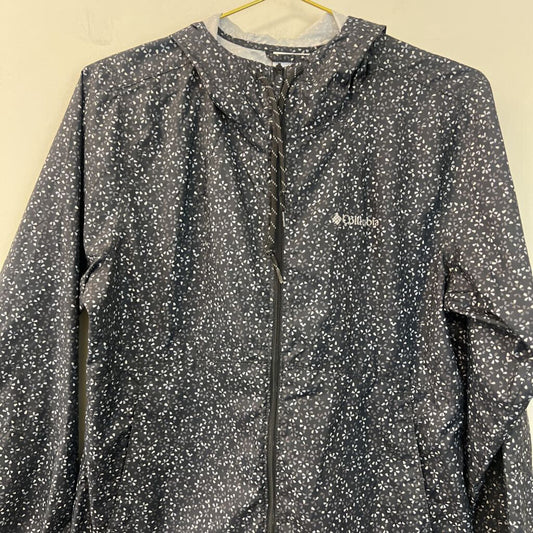 Columbia Black/ Grey Print Zip Up Wind Breaker Jacket Small