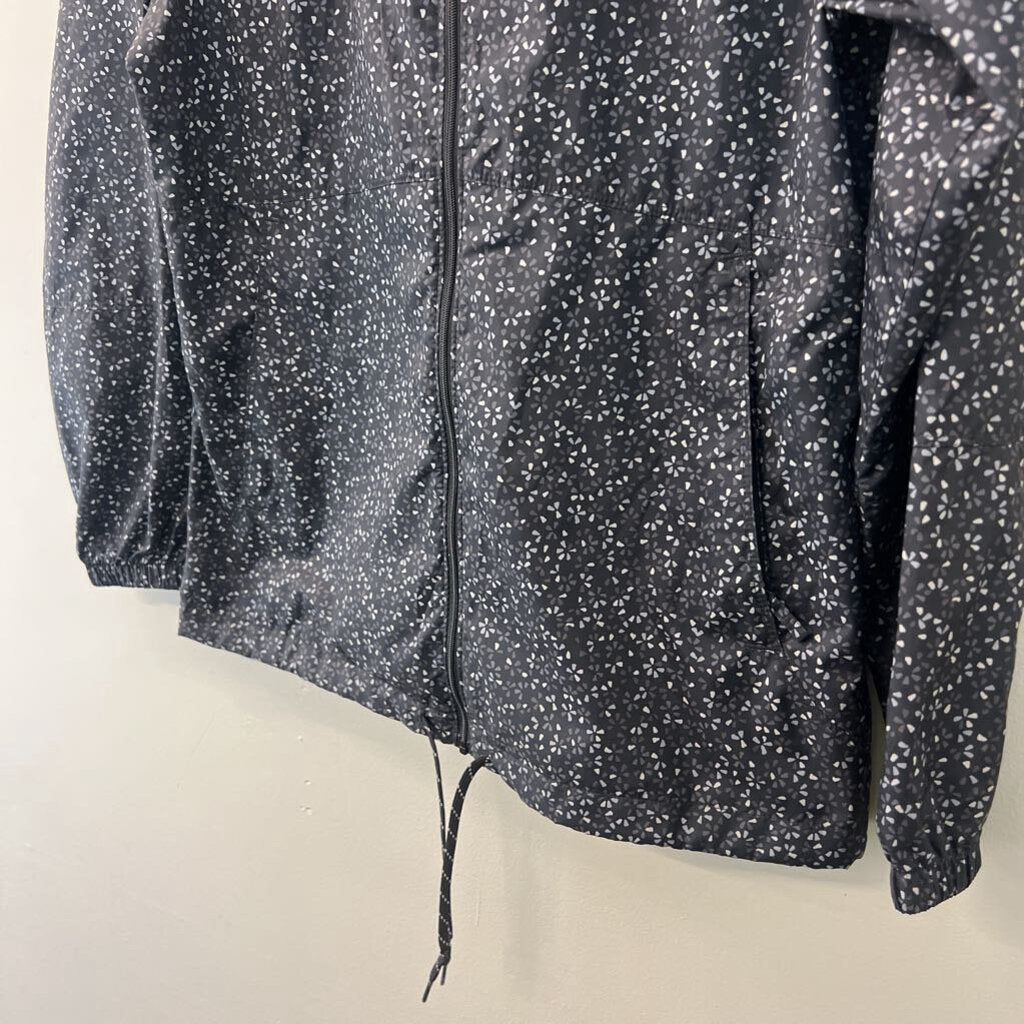 Columbia Black/ Grey Print Zip Up Wind Breaker Jacket Small