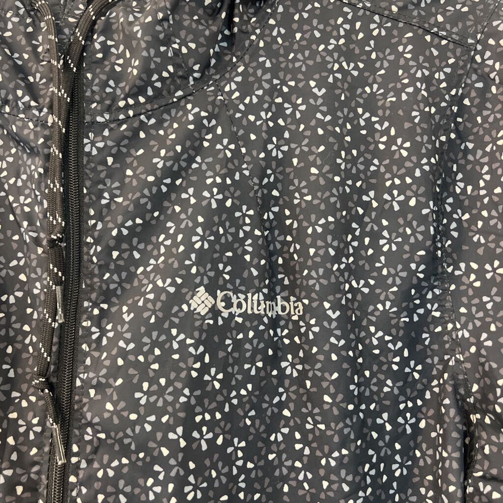 Columbia Black/ Grey Print Zip Up Wind Breaker Jacket Small