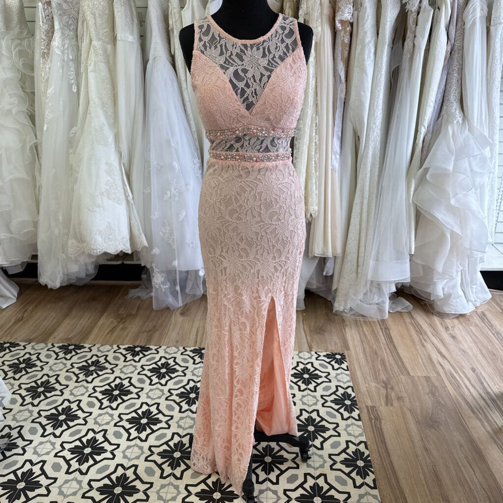 City Studio Pink Lace Long Formal 3