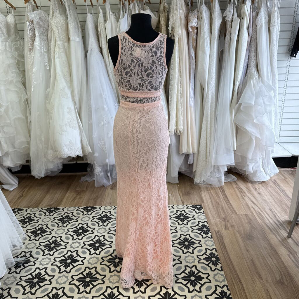 City Studio Pink Lace Long Formal 3