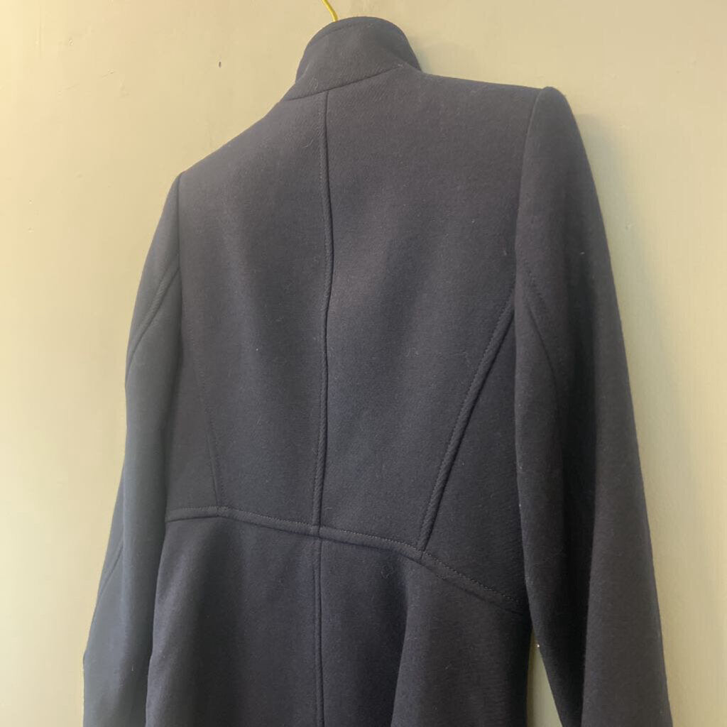 Zara Navy Double Breasted Wool Blend Jacket Small