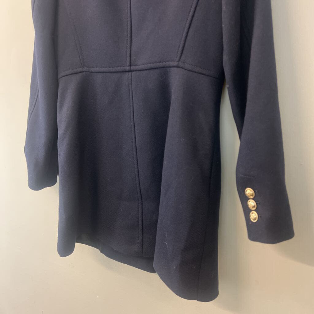 Zara Navy Double Breasted Wool Blend Jacket Small