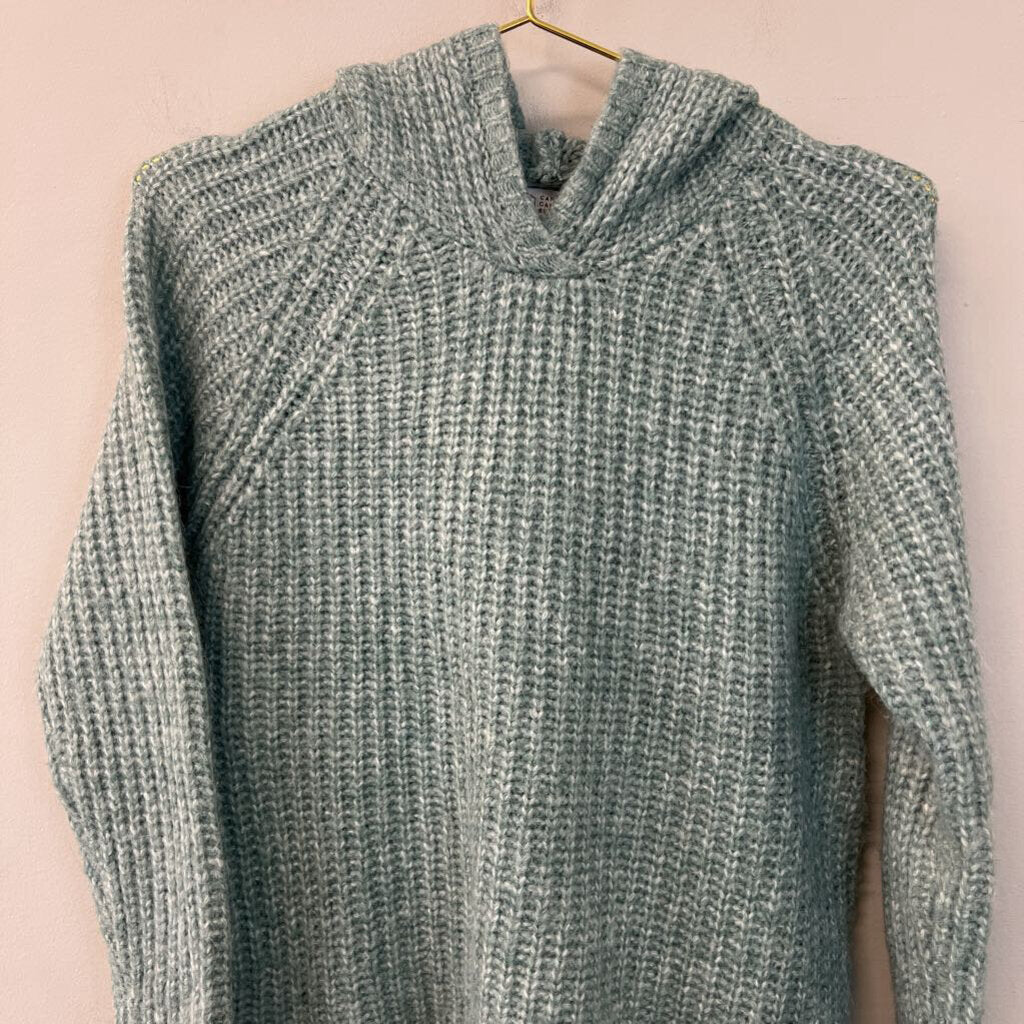 Candace Cameron Bure Green Knit Hooded Sweater Small