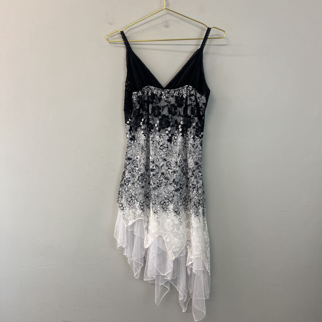 Ever Pretty Black/ White Print Sequin Top Dress 10