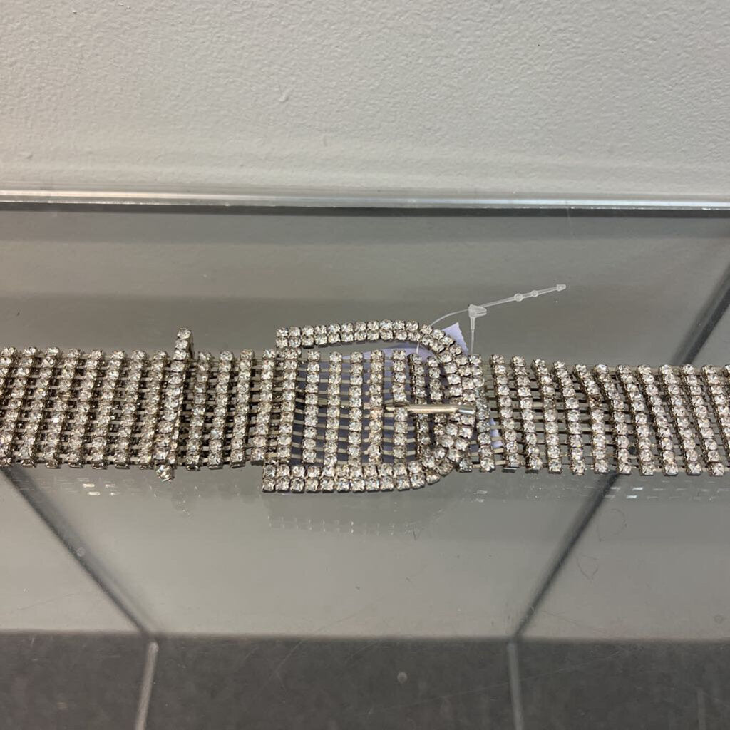 Silver Rhinestone Belt Medium