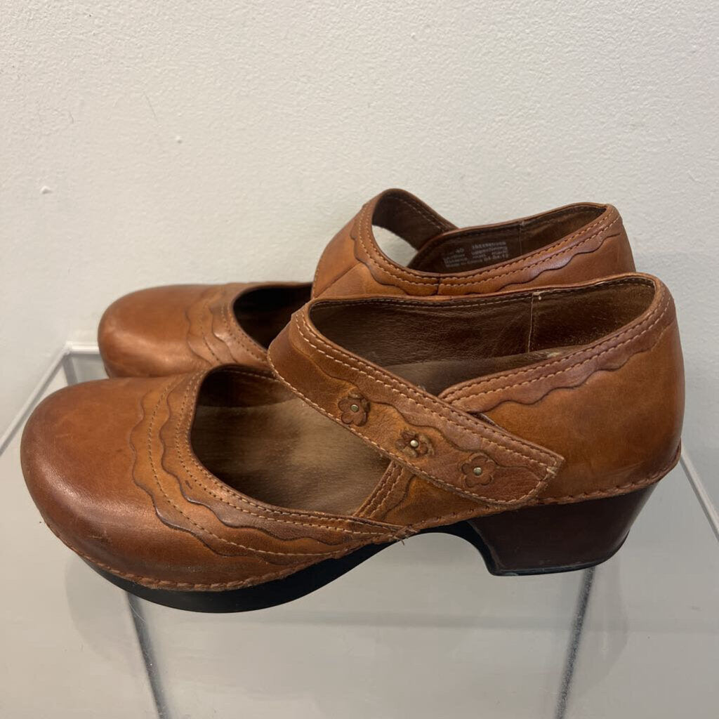 Dansko Brown Leather Harlow Mary Jane Clogs 40