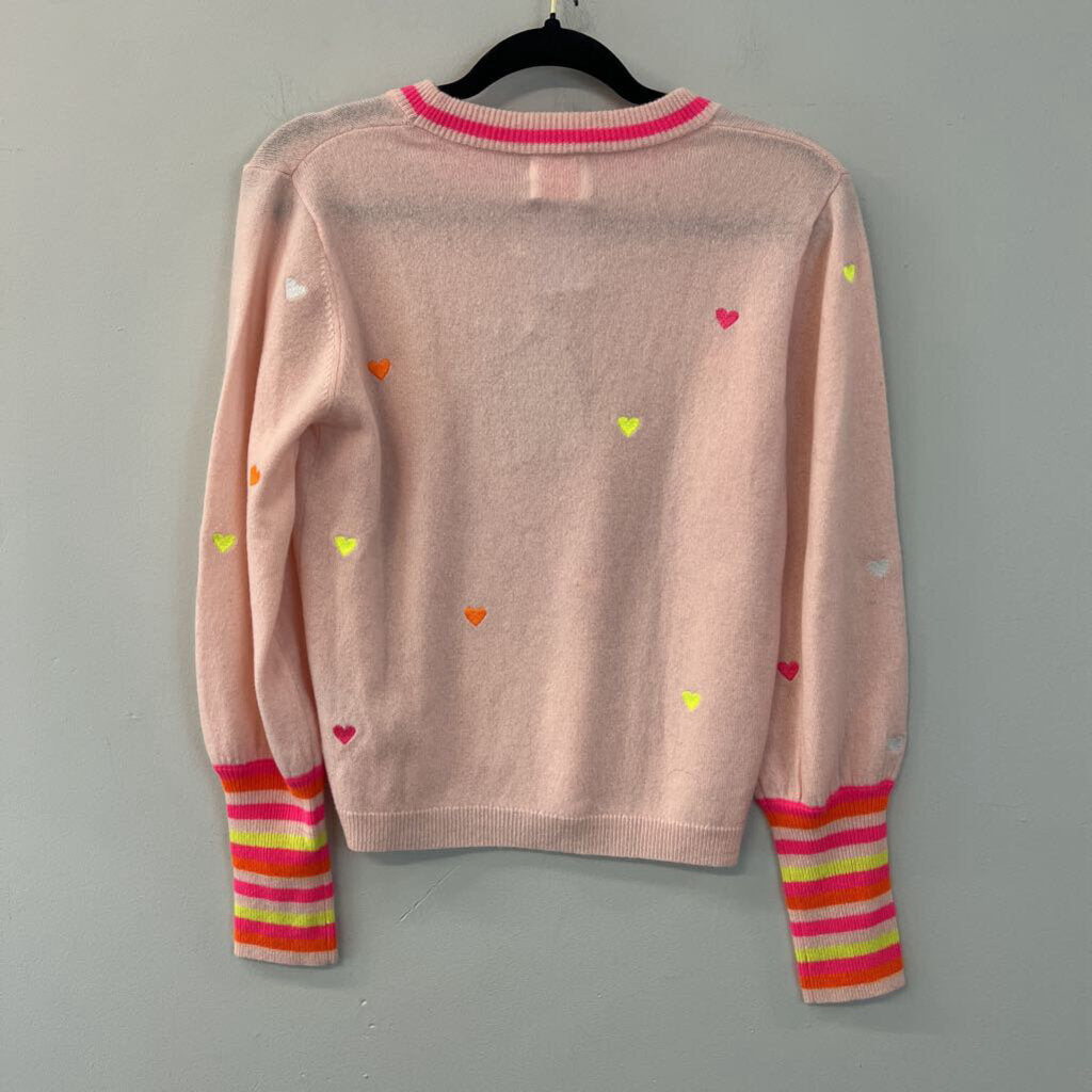 Brodie 100% Cashmere Pink Heart Sweater Small