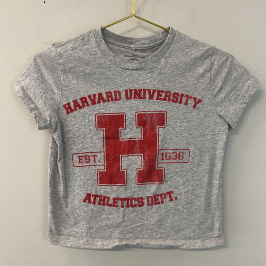 Grey/ Red Harvard University Short Sleeve Cropped Graphic Tee Small