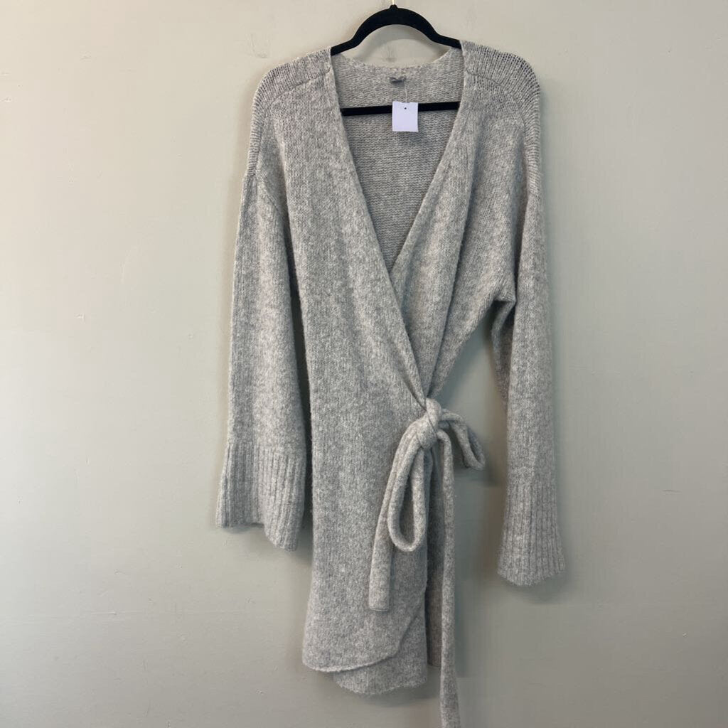 Aerie Grey Long Sleeve Sweater Wrap Dress Large