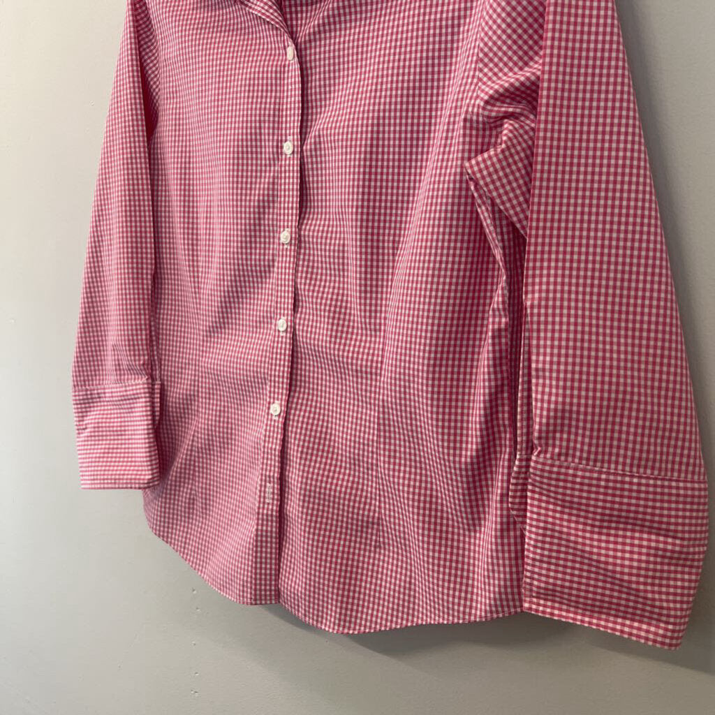 Vintage Brooks Brothers Pink/ White Gingham Long Sleeve Button Down Top 8