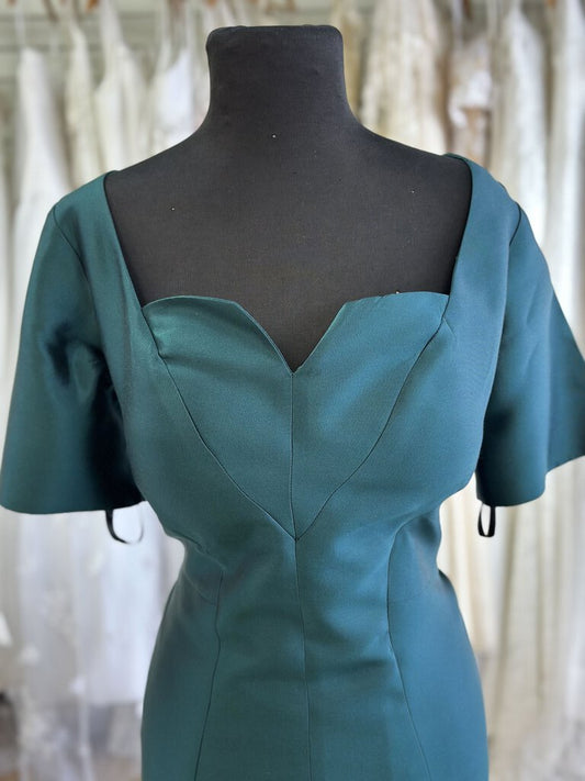 Frascara Teal Short Sleeve Long Formal Dress 10